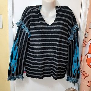 Urban outfitters hoodie pullover flame design long sleeve knit striped oversized